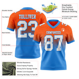 Custom Orange White-Powder Blue Authentic Fade Fashion Football Jersey