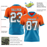 Custom Orange White-Panther Blue Authentic Fade Fashion Football Jersey