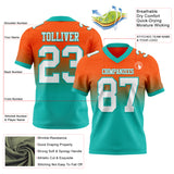 Custom Orange White-Aqua Authentic Fade Fashion Football Jersey