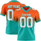 Custom Orange White-Aqua Authentic Fade Fashion Football Jersey