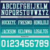 Custom Navy White-Aqua Authentic Fade Fashion Football Jersey