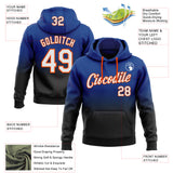 Custom Stitched Royal White Black-Orange Fade Fashion Sports Pullover Sweatshirt Hoodie