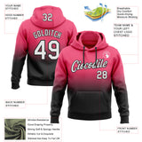 Custom Stitched Neon Pink White-Black Fade Fashion Sports Pullover Sweatshirt Hoodie