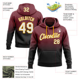 Custom Stitched Burgundy White Black-Gold Fade Fashion Sports Pullover Sweatshirt Hoodie