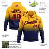 Custom Stitched Gold Red-Navy Fade Fashion Sports Pullover Sweatshirt Hoodie