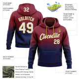 Custom Stitched Crimson White Navy-Old Gold Fade Fashion Sports Pullover Sweatshirt Hoodie