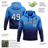 Custom Stitched Powder Blue White-Navy Fade Fashion Sports Pullover Sweatshirt Hoodie