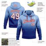 Custom Stitched Light Blue White Royal-Red Fade Fashion Sports Pullover Sweatshirt Hoodie