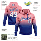 Custom Stitched Medium Pink White-Royal Fade Fashion Sports Pullover Sweatshirt Hoodie