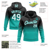 Custom Stitched Black White-Aqua Fade Fashion Sports Pullover Sweatshirt Hoodie