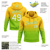 Custom Stitched Yellow White-Neon Green Fade Fashion Sports Pullover Sweatshirt Hoodie