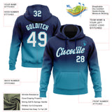 Custom Stitched Navy White-Panther Blue Fade Fashion Sports Pullover Sweatshirt Hoodie