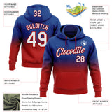 Custom Stitched Royal White-Red Fade Fashion Sports Pullover Sweatshirt Hoodie