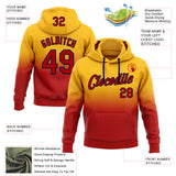 Custom Stitched Gold Red-Navy Fade Fashion Sports Pullover Sweatshirt Hoodie