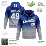 Custom Stitched Royal White-Gray Fade Fashion Sports Pullover Sweatshirt Hoodie