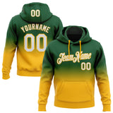 Custom Stitched Green White-Gold Fade Fashion Sports Pullover Sweatshirt Hoodie