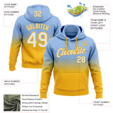Custom Stitched Light Blue White-Gold Fade Fashion Sports Pullover Sweatshirt Hoodie