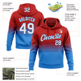 Custom Stitched Red White-Powder Blue Fade Fashion Sports Pullover Sweatshirt Hoodie