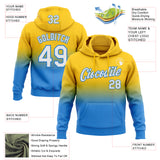 Custom Stitched Yellow White-Powder Blue Fade Fashion Sports Pullover Sweatshirt Hoodie