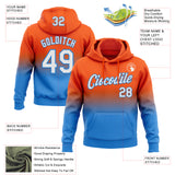 Custom Stitched Orange White-Powder Blue Fade Fashion Sports Pullover Sweatshirt Hoodie