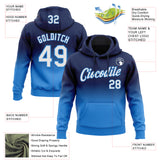 Custom Stitched Navy White-Powder Blue Fade Fashion Sports Pullover Sweatshirt Hoodie