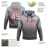 Custom Stitched Gray White Steel Gray-Red Fade Fashion Sports Pullover Sweatshirt Hoodie