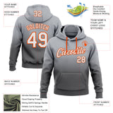 Custom Stitched Gray White Steel Gray-Orange Fade Fashion Sports Pullover Sweatshirt Hoodie