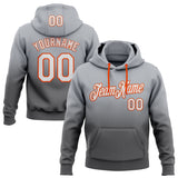 Custom Stitched Gray White Steel Gray-Orange Fade Fashion Sports Pullover Sweatshirt Hoodie