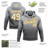 Custom Stitched Gray White Steel Gray-Gold Fade Fashion Sports Pullover Sweatshirt Hoodie