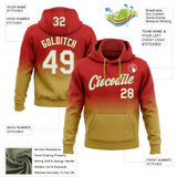 Custom Stitched Red White-Old Gold Fade Fashion Sports Pullover Sweatshirt Hoodie