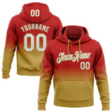 Custom Stitched Red White-Old Gold Fade Fashion Sports Pullover Sweatshirt Hoodie