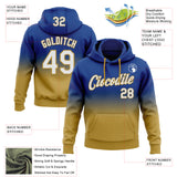 Custom Stitched Royal White-Old Gold Fade Fashion Sports Pullover Sweatshirt Hoodie