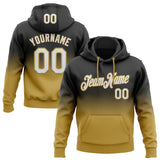 Custom Stitched Black White-Old Gold Fade Fashion Sports Pullover Sweatshirt Hoodie