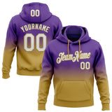 Custom Stitched Purple White-Old Gold Fade Fashion Sports Pullover Sweatshirt Hoodie