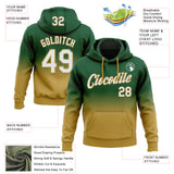 Custom Stitched Green White-Old Gold Fade Fashion Sports Pullover Sweatshirt Hoodie