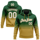 Custom Stitched Green White-Old Gold Fade Fashion Sports Pullover Sweatshirt Hoodie
