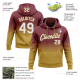 Custom Stitched Burgundy White-Old Gold Fade Fashion Sports Pullover Sweatshirt Hoodie