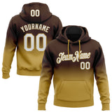 Custom Stitched Brown White-Old Gold Fade Fashion Sports Pullover Sweatshirt Hoodie
