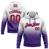 Custom Stitched White Red-Purple Fade Fashion Sports Pullover Sweatshirt Hoodie
