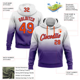 Custom Stitched White Orange-Purple Fade Fashion Sports Pullover Sweatshirt Hoodie