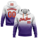 Custom Stitched White Orange-Purple Fade Fashion Sports Pullover Sweatshirt Hoodie