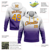 Custom Stitched White Gold-Purple Fade Fashion Sports Pullover Sweatshirt Hoodie