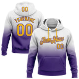 Custom Stitched White Gold-Purple Fade Fashion Sports Pullover Sweatshirt Hoodie
