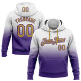 Custom Stitched White Old Gold-Purple Fade Fashion Sports Pullover Sweatshirt Hoodie