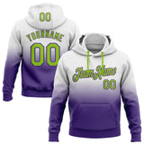 Custom Stitched White Neon Green-Purple Fade Fashion Sports Pullover Sweatshirt Hoodie