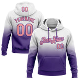 Custom Stitched White Medium Pink-Purple Fade Fashion Sports Pullover Sweatshirt Hoodie