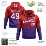 Custom Stitched Red White-Purple Fade Fashion Sports Pullover Sweatshirt Hoodie