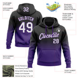 Custom Stitched Black White-Purple Fade Fashion Sports Pullover Sweatshirt Hoodie