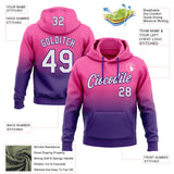 Custom Stitched Pink White-Purple Fade Fashion Sports Pullover Sweatshirt Hoodie