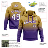 Custom Stitched Old Gold White-Purple Fade Fashion Sports Pullover Sweatshirt Hoodie